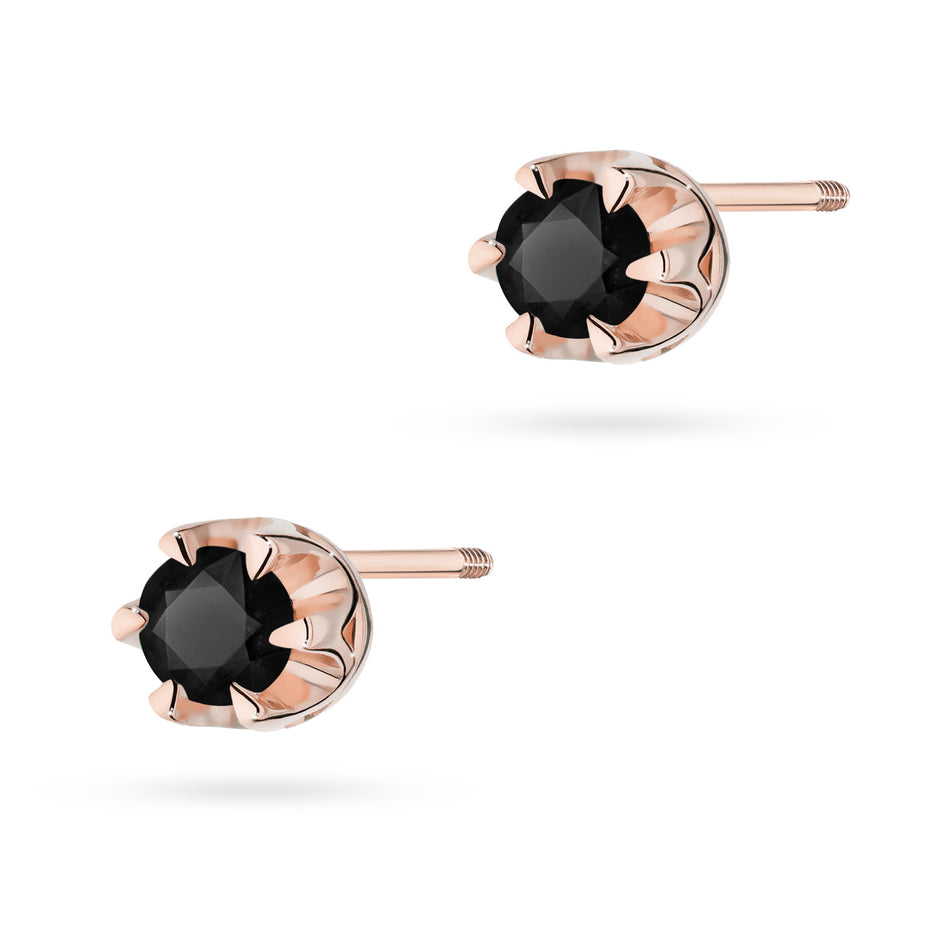 Gold Earrings with 0.12ct Black diamonds
