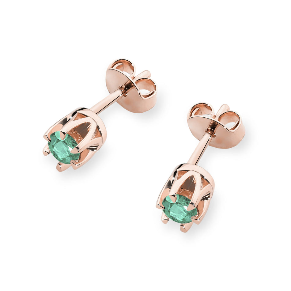 Gold Earrings with 0.15ct Emeralds