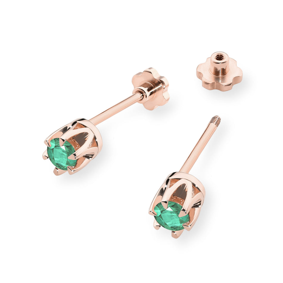 Gold Earrings with 0.15ct Emeralds