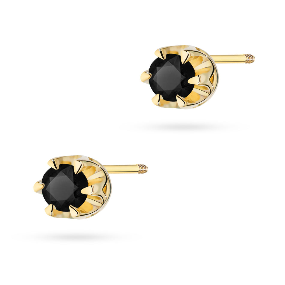 Gold Earrings with 0.12ct Black diamonds