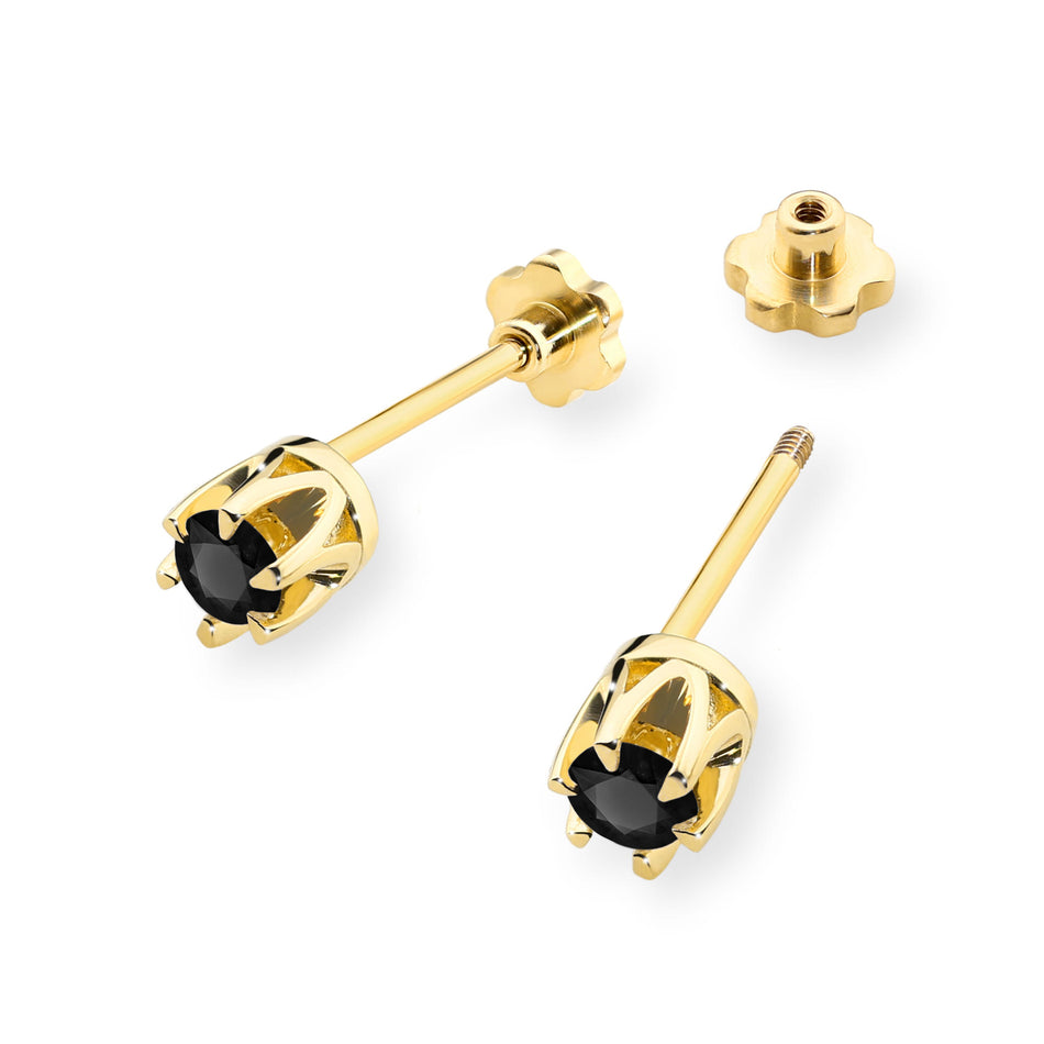 Gold Earrings with 0.12ct Black diamonds