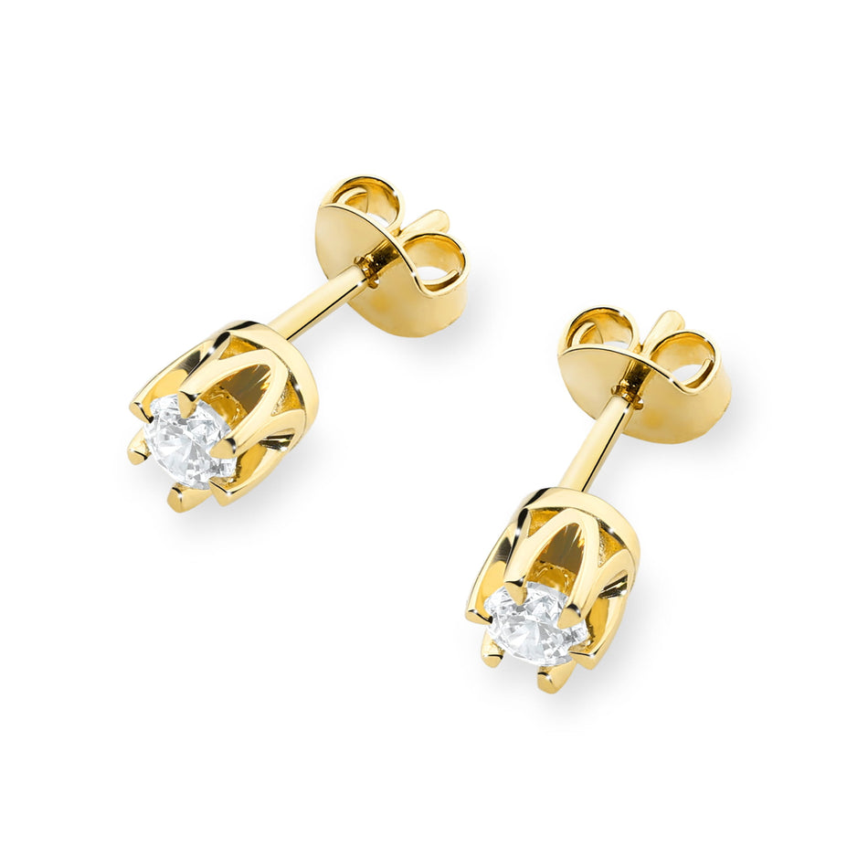Gold Earrings with 0.12ct Diamonds