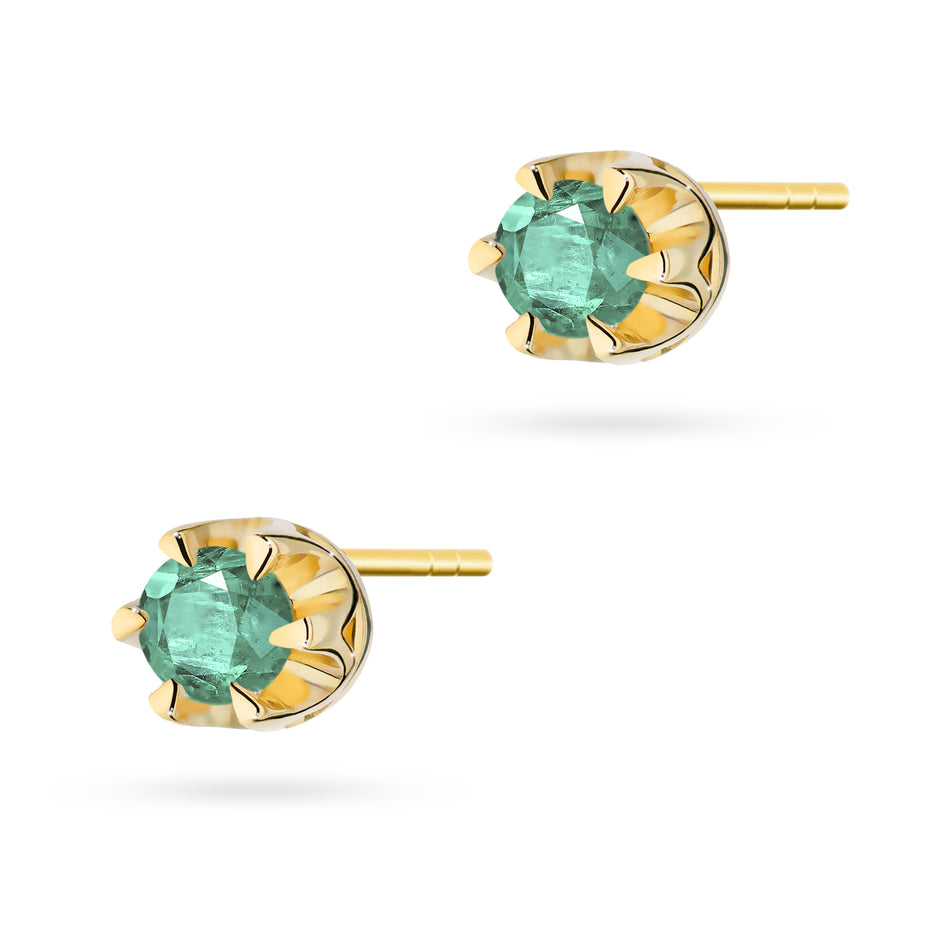 Gold Earrings with 0.15ct Emeralds