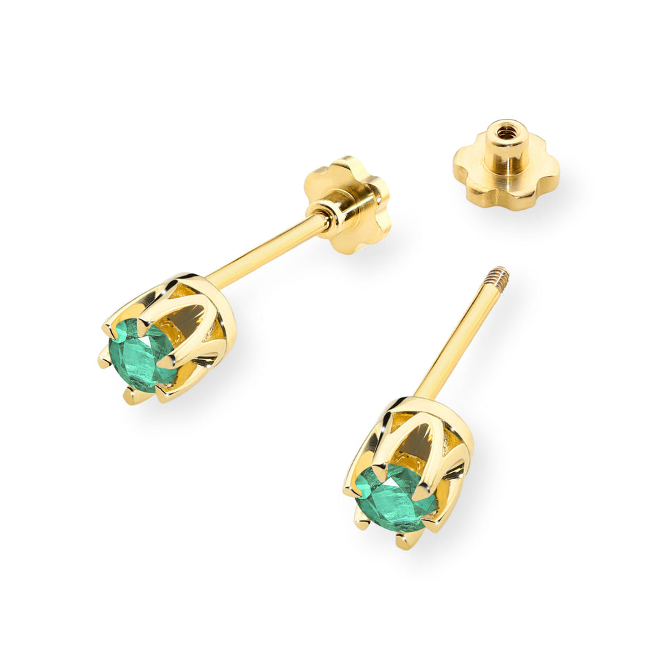 Gold Earrings with 0.15ct Emeralds