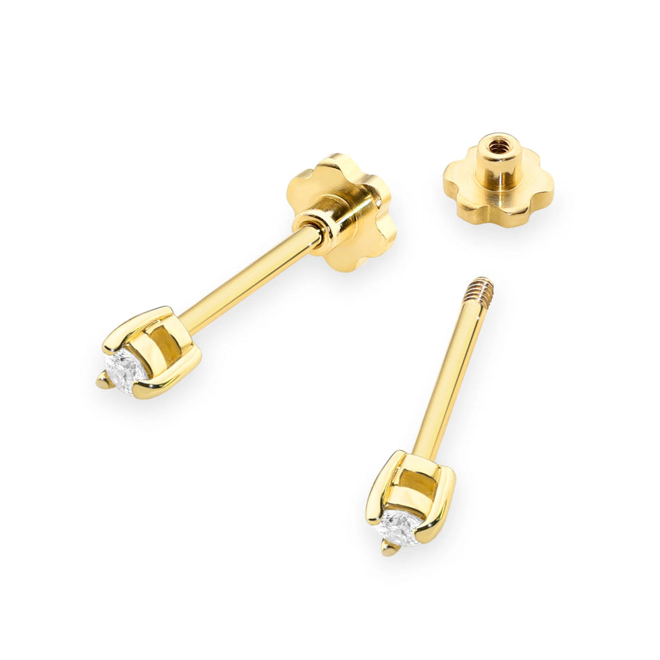 Gold Earrings with 0.04ct Diamonds