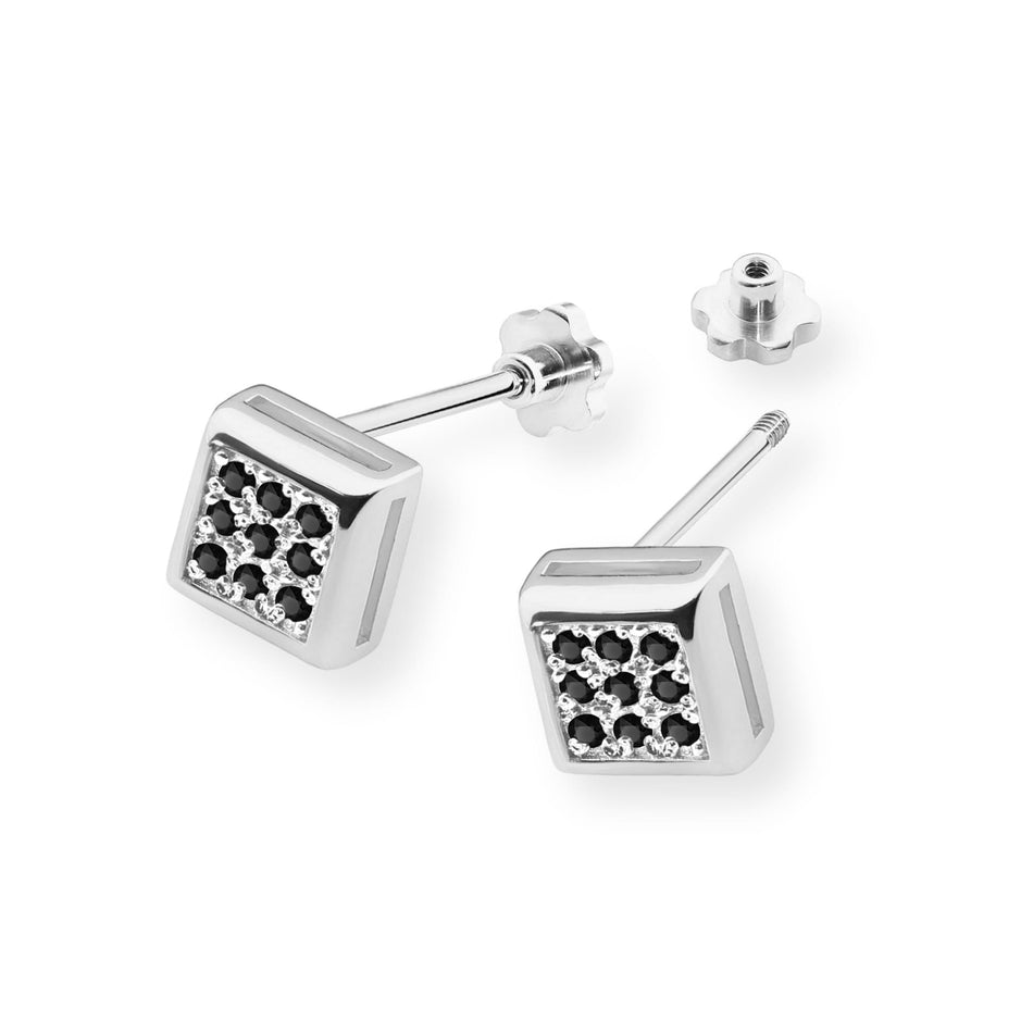 Gold Earrings with 0.09ct Black diamonds