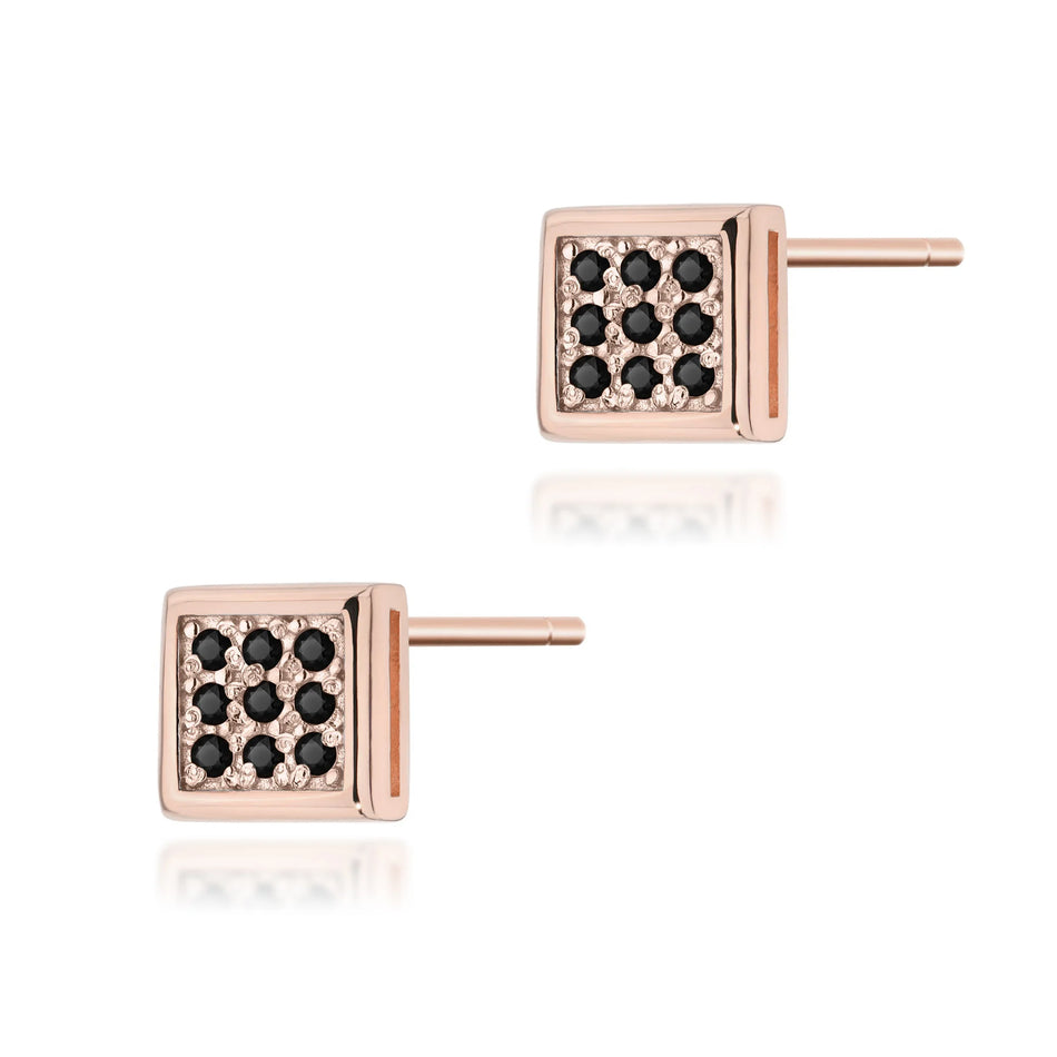 Gold Earrings with 0.09ct Black diamonds