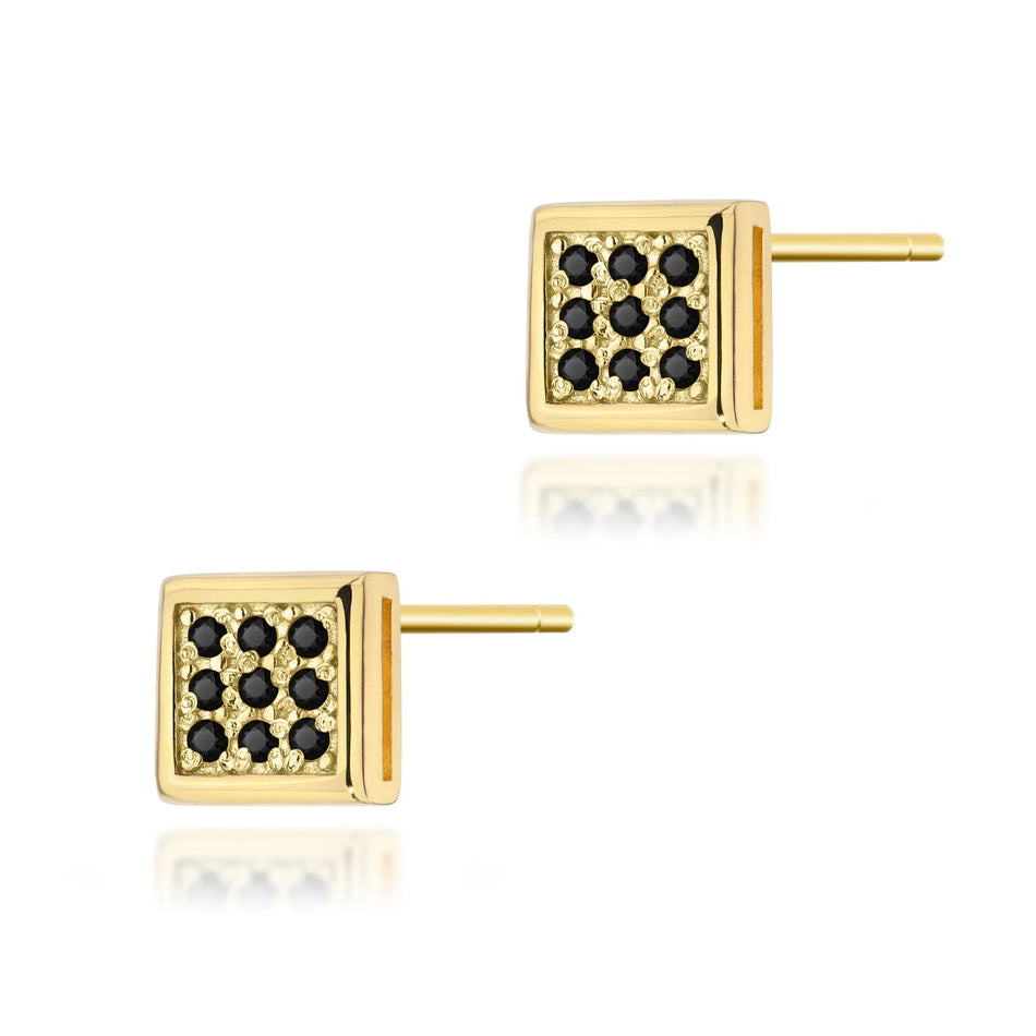 Gold Earrings with 0.09ct Black diamonds