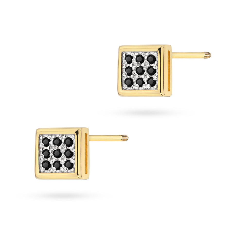 Gold Earrings with 0.09ct Black diamonds