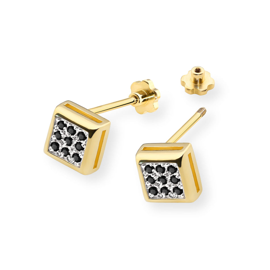 Gold Earrings with 0.09ct Black diamonds