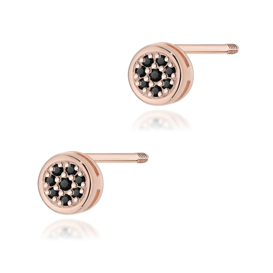 Gold Earrings with 0.08ct Black diamonds