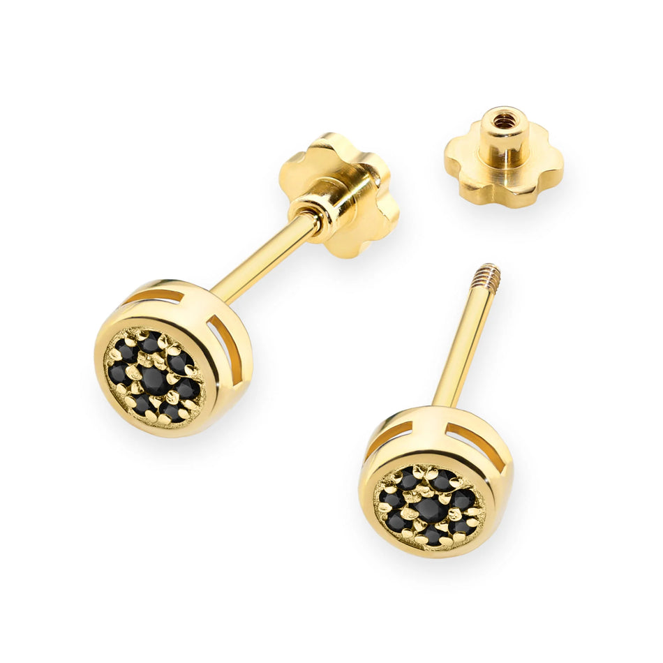 Gold Earrings with 0.08ct Black diamonds