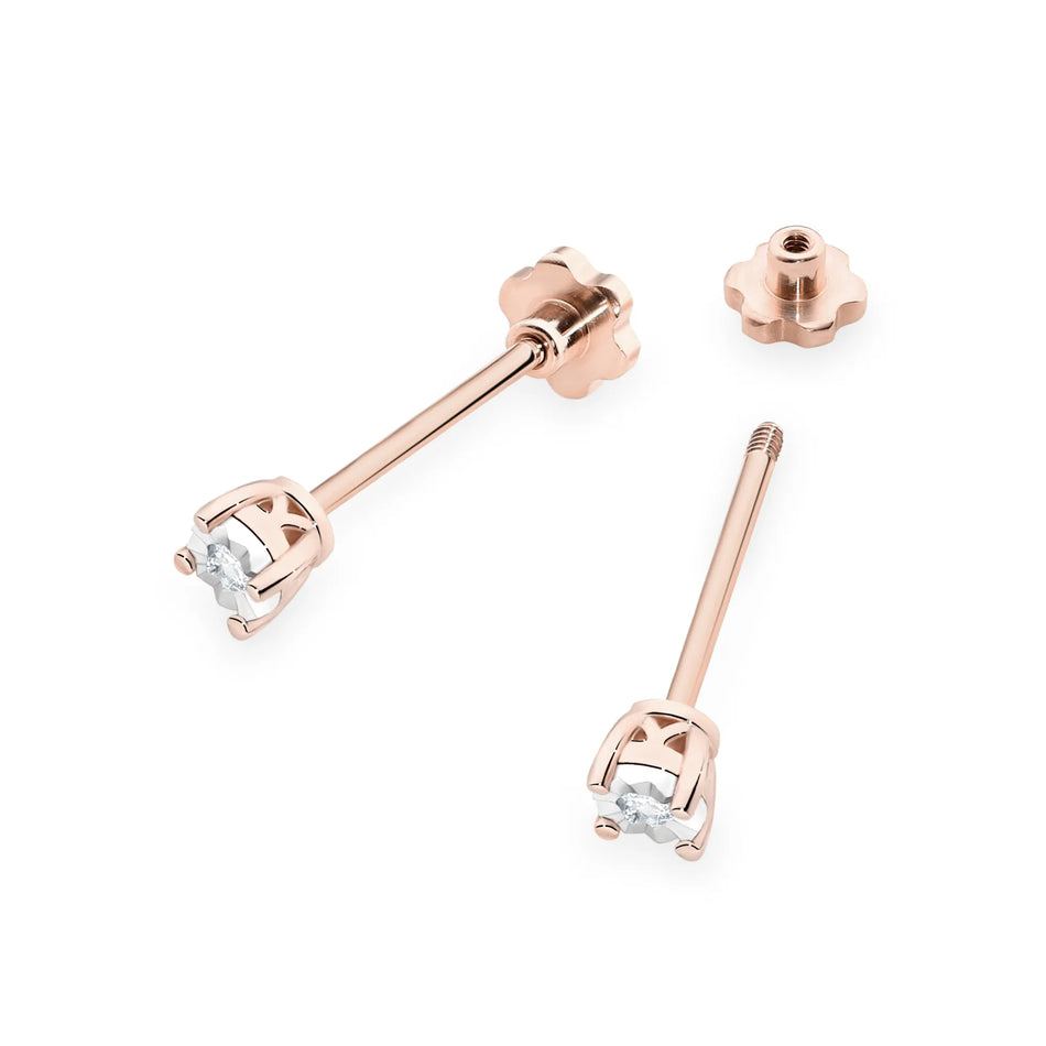 Gold Earrings with 0.03ct Diamonds