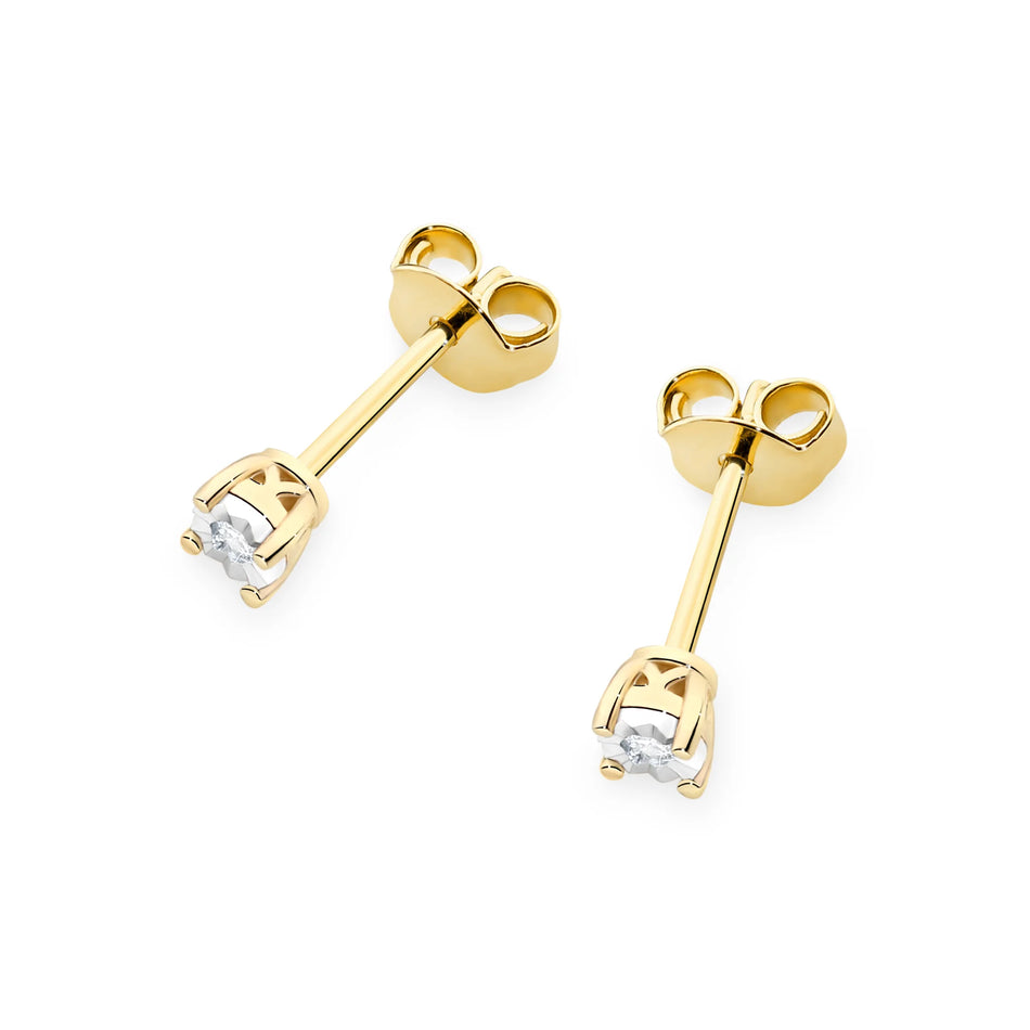 Gold Earrings with 0.03ct Diamonds
