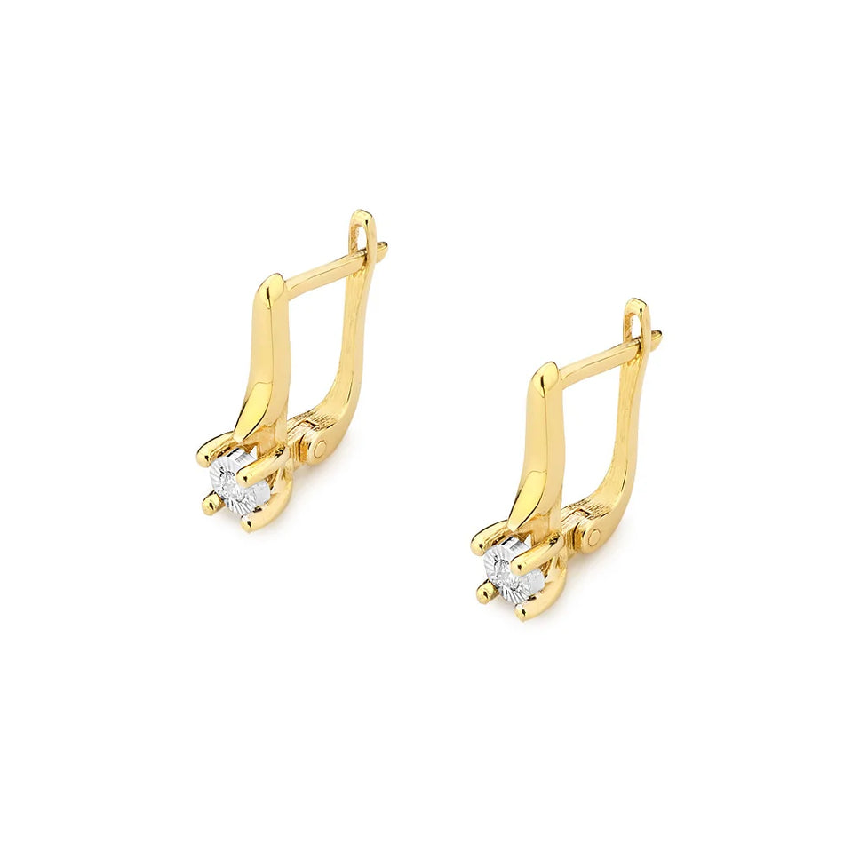Gold Earrings with 0.03ct Diamonds