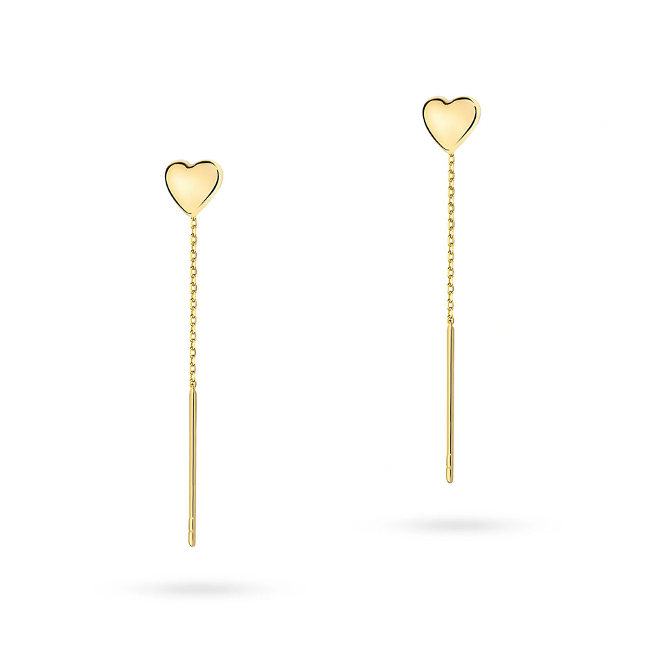 Gold Pull-Through Earrings Hearts