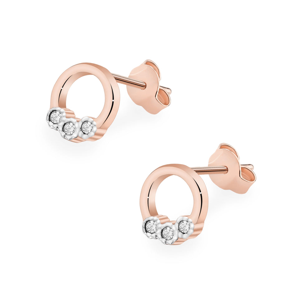 Gold Earrings with 0.052ct Diamonds