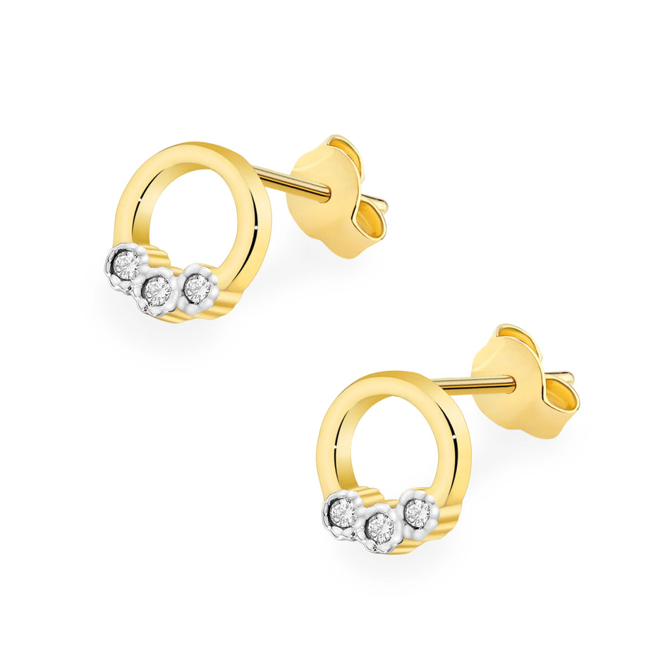 Gold Earrings with 0.052ct Diamonds