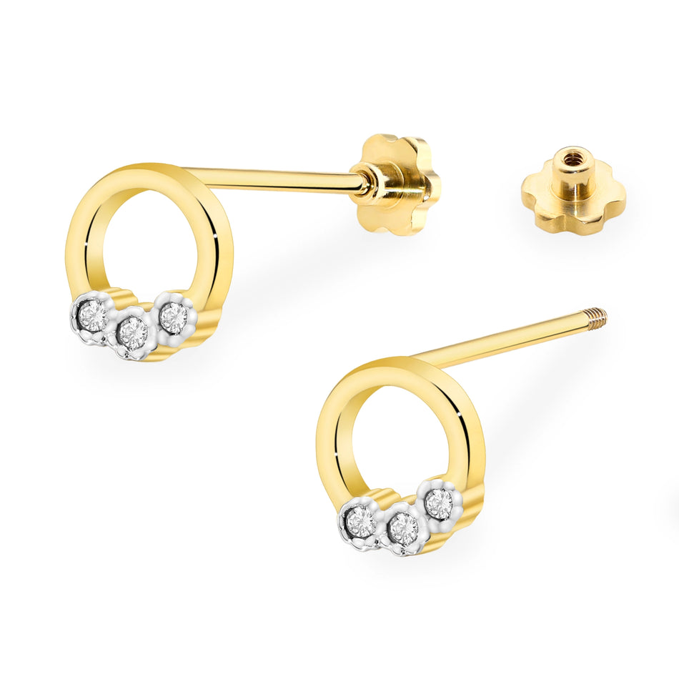 Gold Earrings with 0.052ct Diamonds