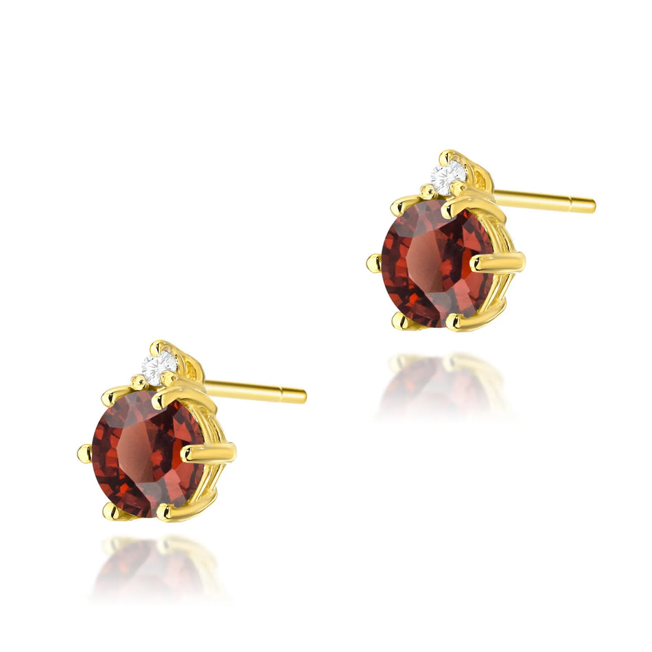 Gold Earrings with 0.60ct Garnets and 0.029ct Diamonds