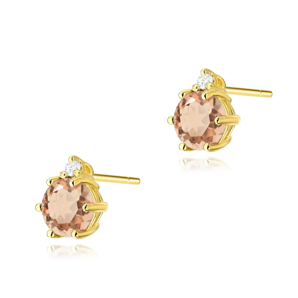 Gold Earrings with 0.40ct Morganites and 0.029ct Diamonds