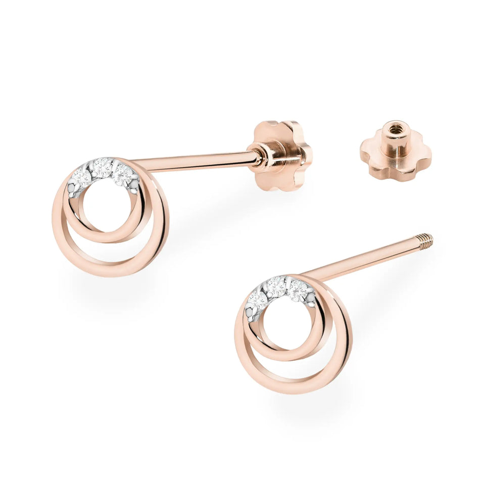 Zlaté náušnice s diamantmi 0,03 ct