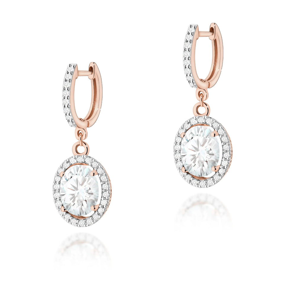 Gold Earrings with 2 x 1.90ct and 0.005ct Lab-diamonds