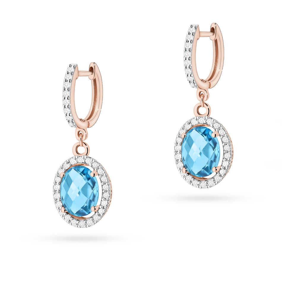 Gold Earrings with 1.70ct Topazes and 0.36ct Diamonds