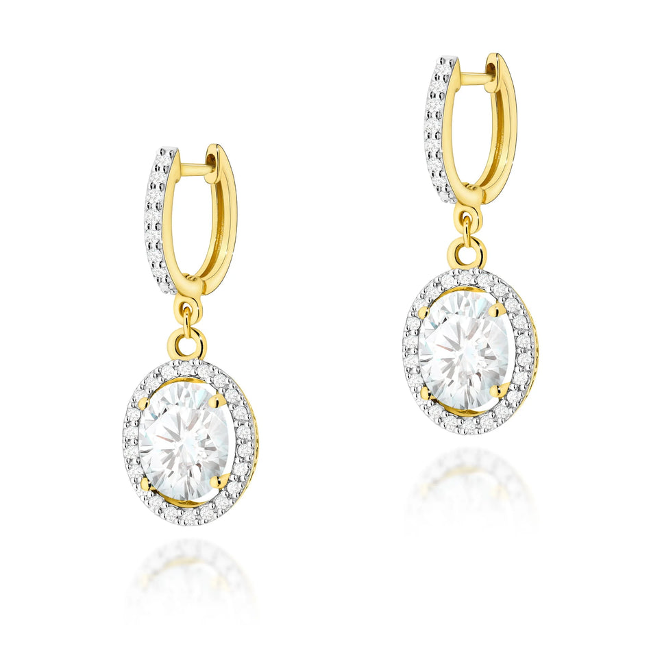 Gold Earrings with 2 x 1.90ct and 0.005ct Lab-diamonds
