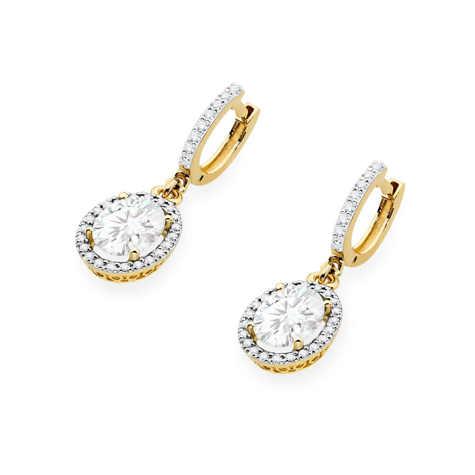 Gold Earrings with 2 x 1.90ct and 0.005ct Lab-diamonds