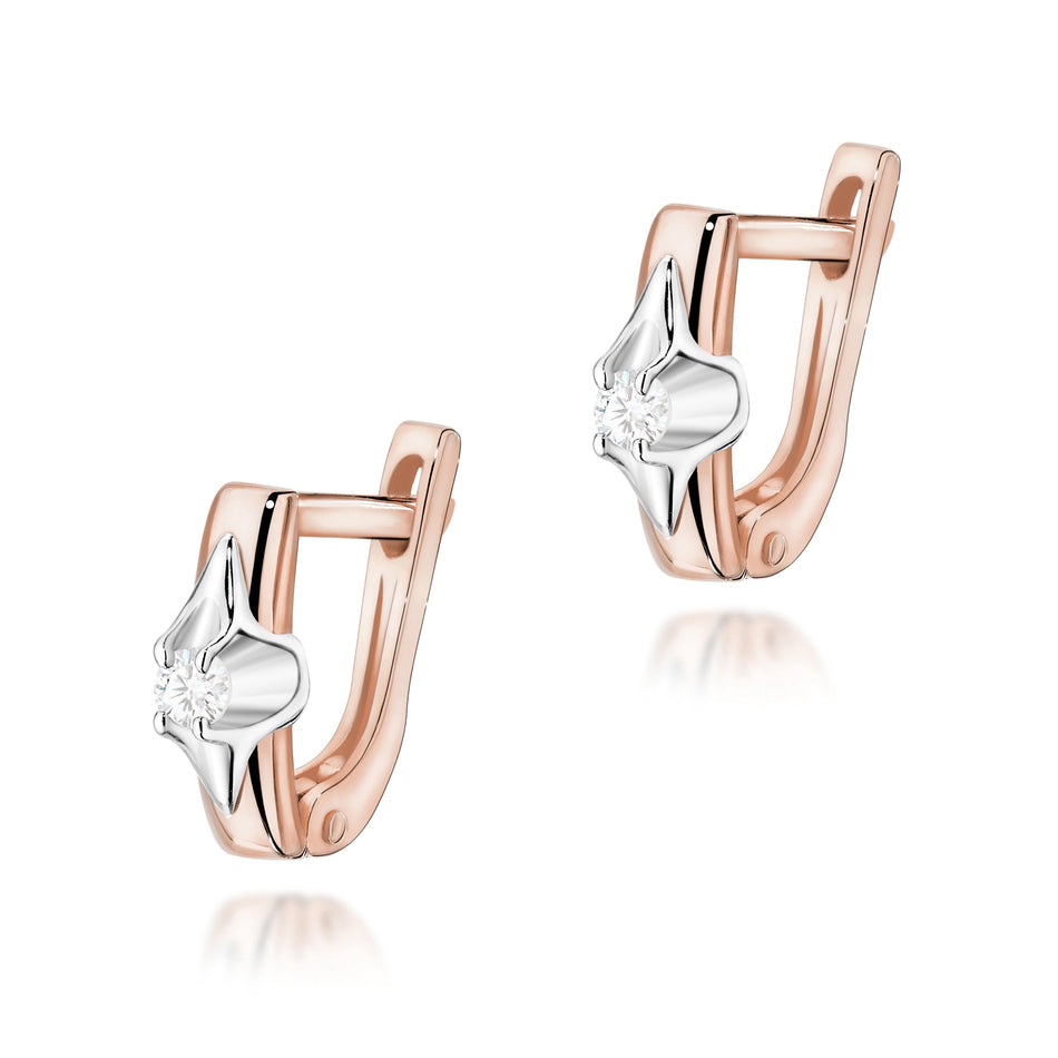 Gold Earrings with 0.04ct Diamonds