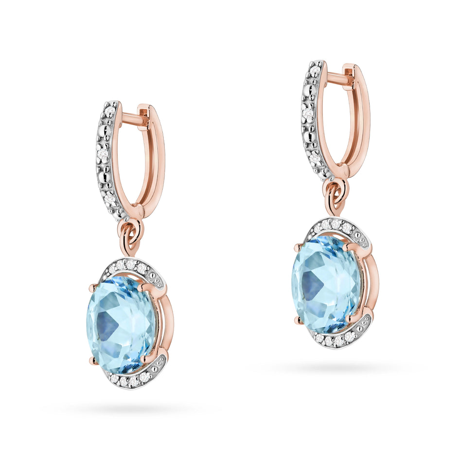 Gold Earrings with 3.00ct Topazes and 0.132ct Diamonds