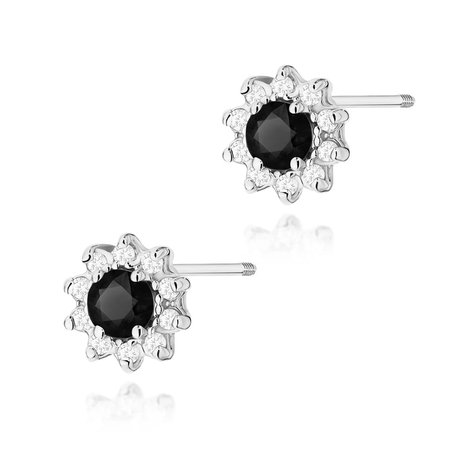 Gold Earrings with 0.12ct Black diamonds and 0.17ct Diamonds