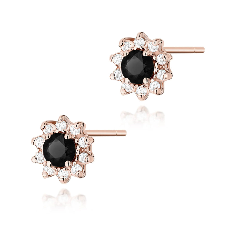 Gold Earrings with 0.12ct Black diamonds and 0.17ct Diamonds