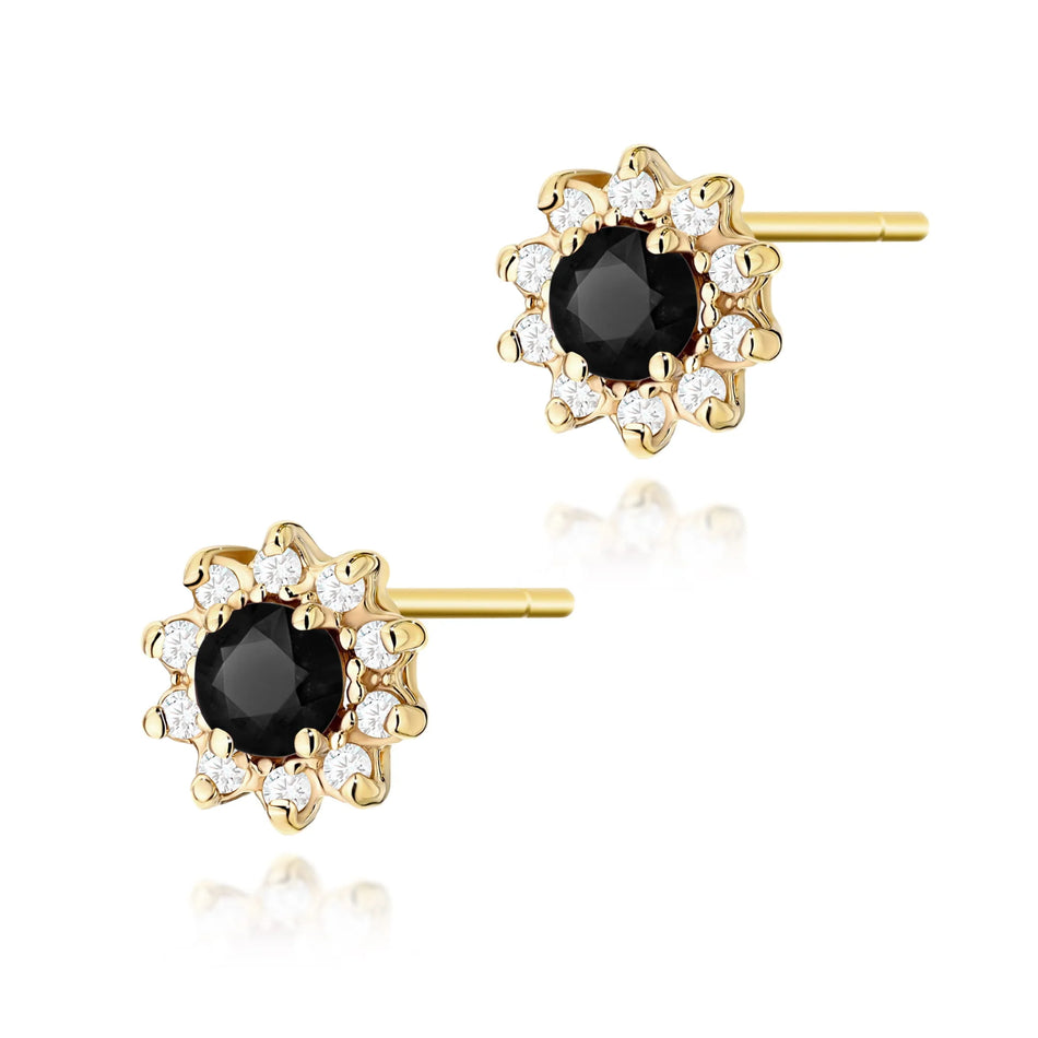 Gold Earrings with 0.12ct Black diamonds and 0.17ct Diamonds