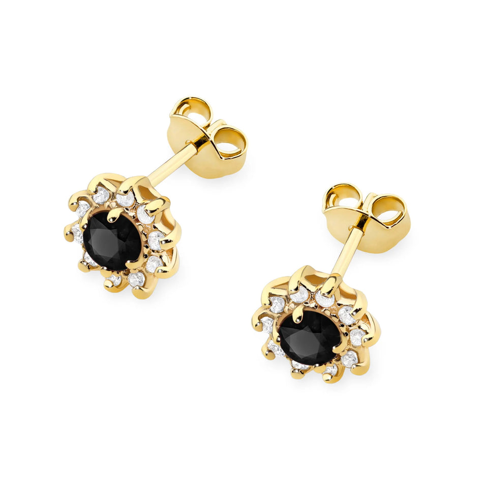 Gold Earrings with 0.12ct Black diamonds and 0.17ct Diamonds