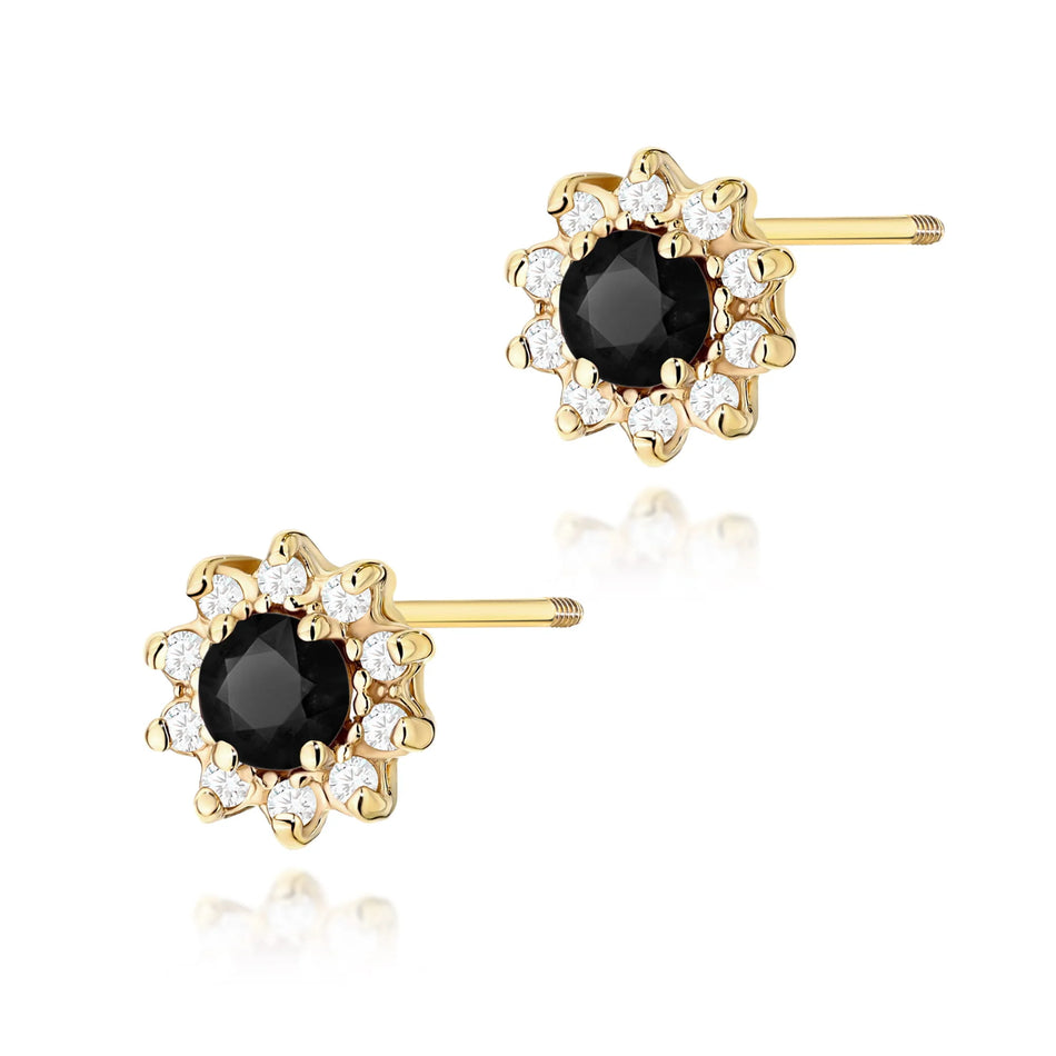 Gold Earrings with 0.12ct Black diamonds and 0.17ct Diamonds