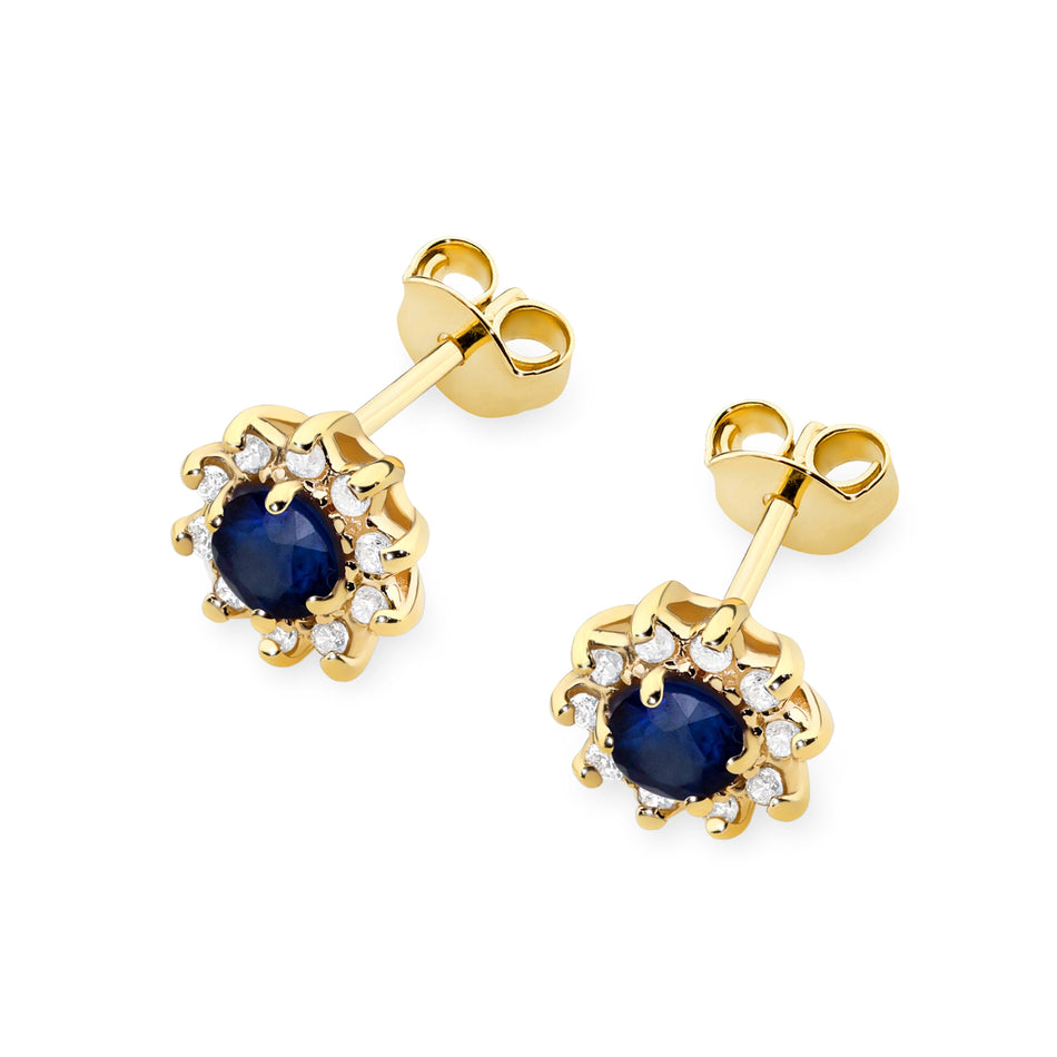 Gold Earrings with 0.15ct Sapphires and 0.172ct Diamonds