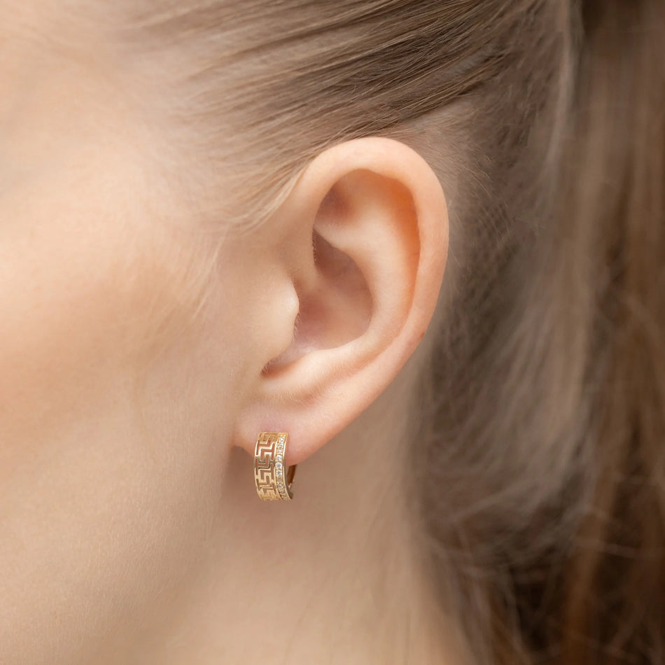 Zlaté Anglické náušnice so zirkónmi