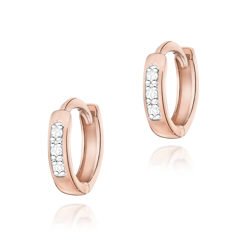 Gold Earrings with 0.087ct Diamonds