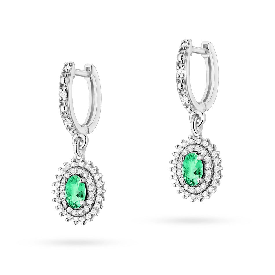 Gold Earrings with 0.40ct Emeralds and 0.442ct Diamonds