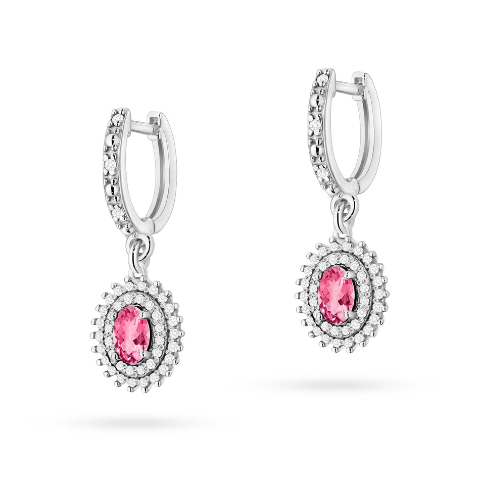 Gold Earrings with 0.50ct Pink topazes and 0.442ct Diamonds