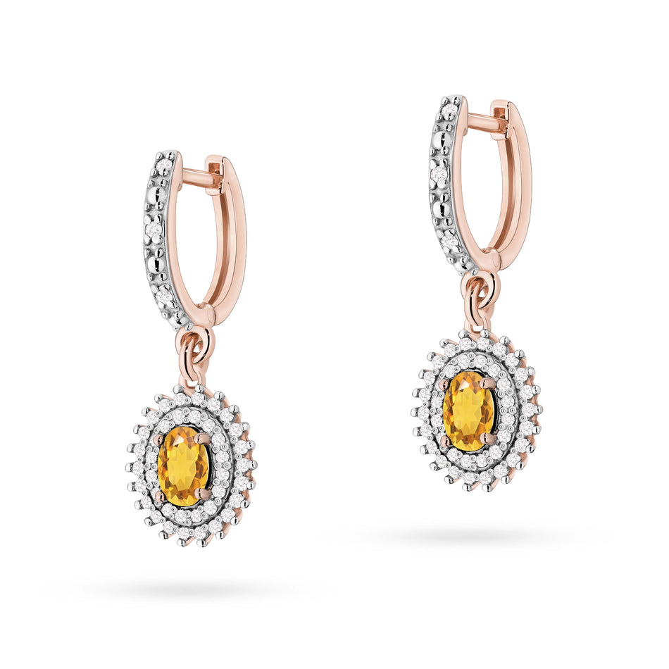 Gold Earrings with 0.60ct Citrines and 0.442ct Diamonds