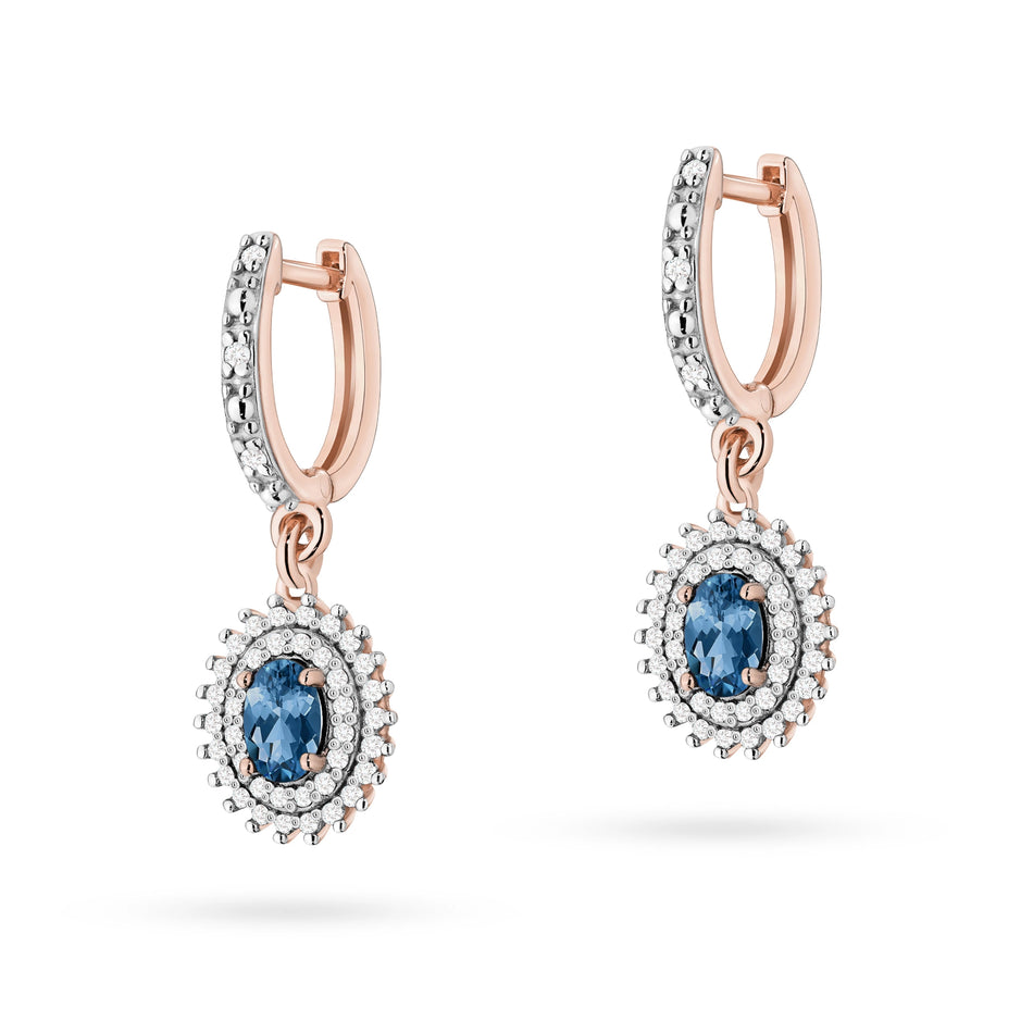 Gold Earrings with 0.50ct London Blue Topazes and 0.442ct Diamonds