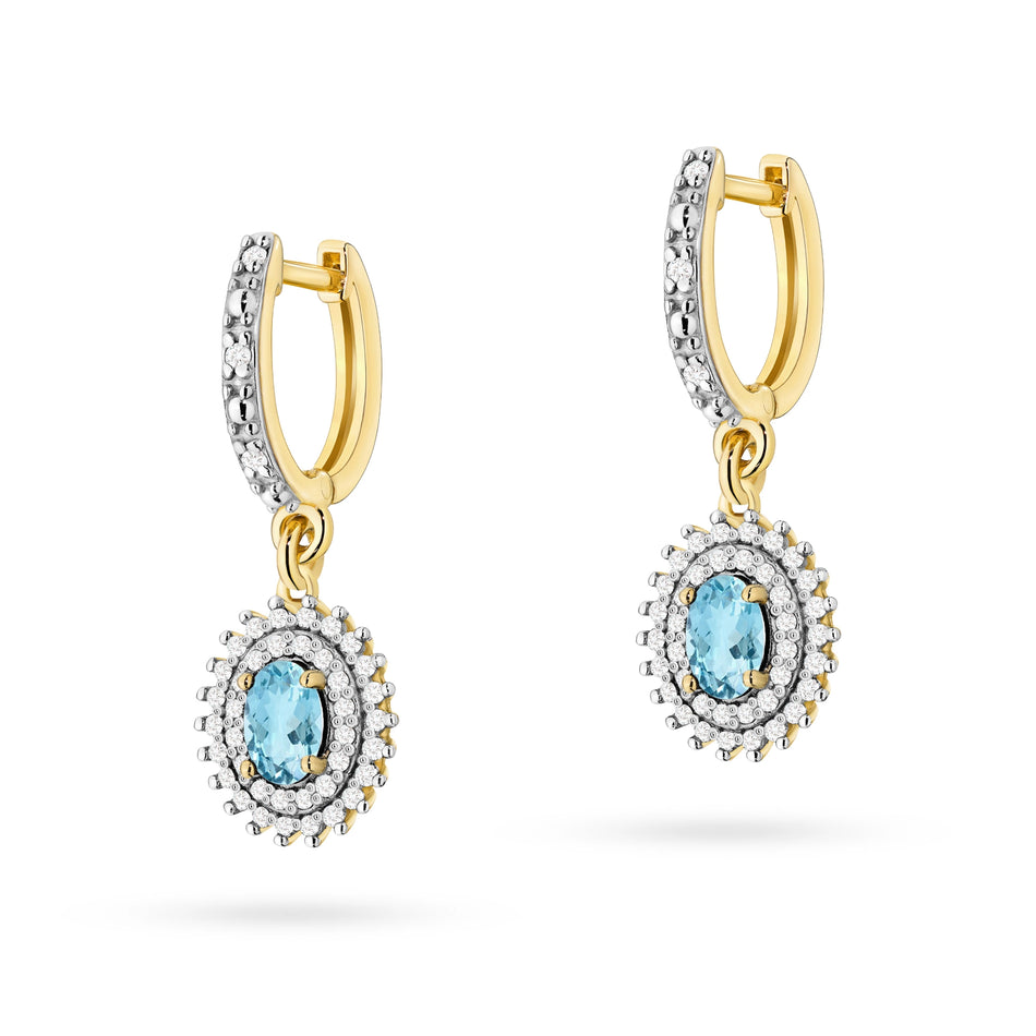 Gold Earrings with 0.50ct Topazes and 0.442ct Diamonds