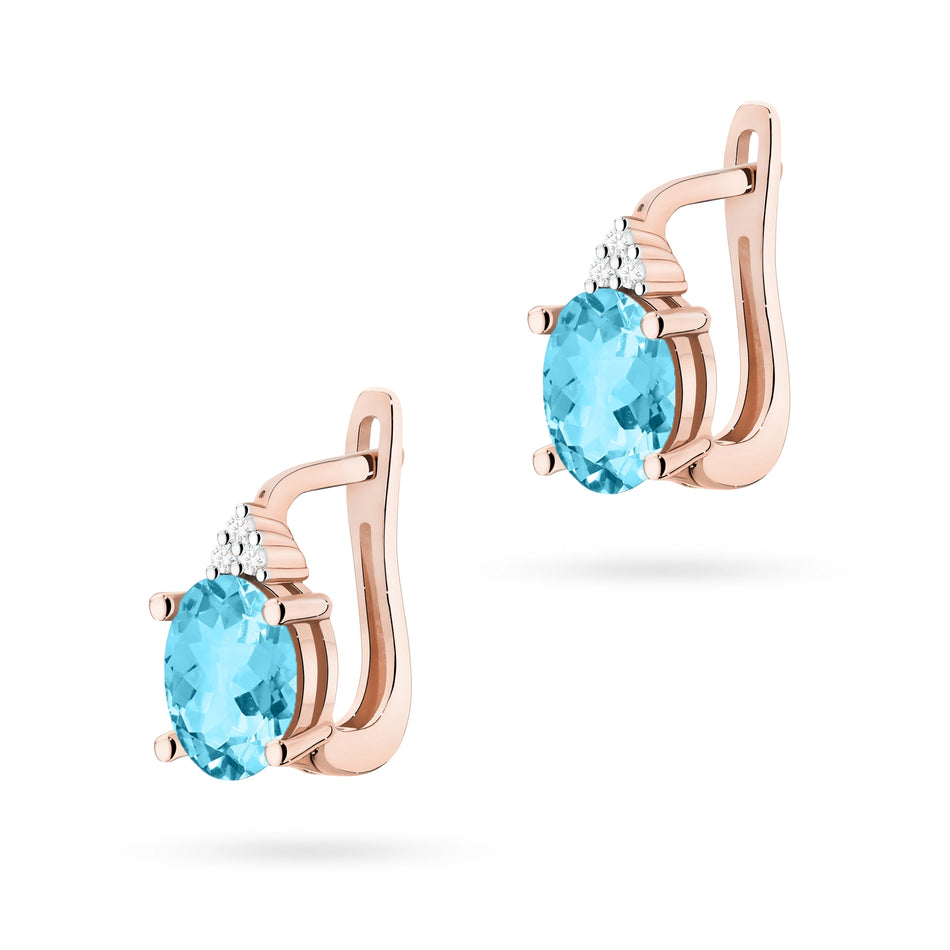 Zlaté náušnice s topásmi 0,90 ct a diamantmi 0,052 ct