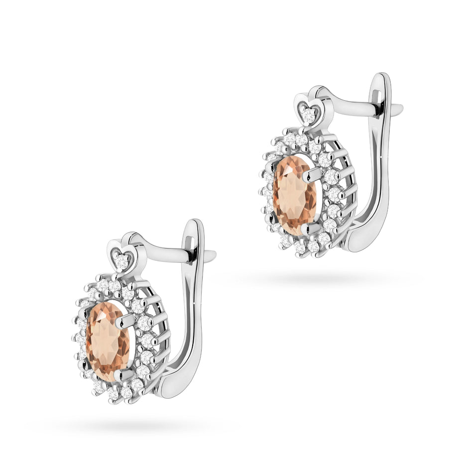 Gold Earrings with 0.40ct Morganites and 0.19ct Diamonds