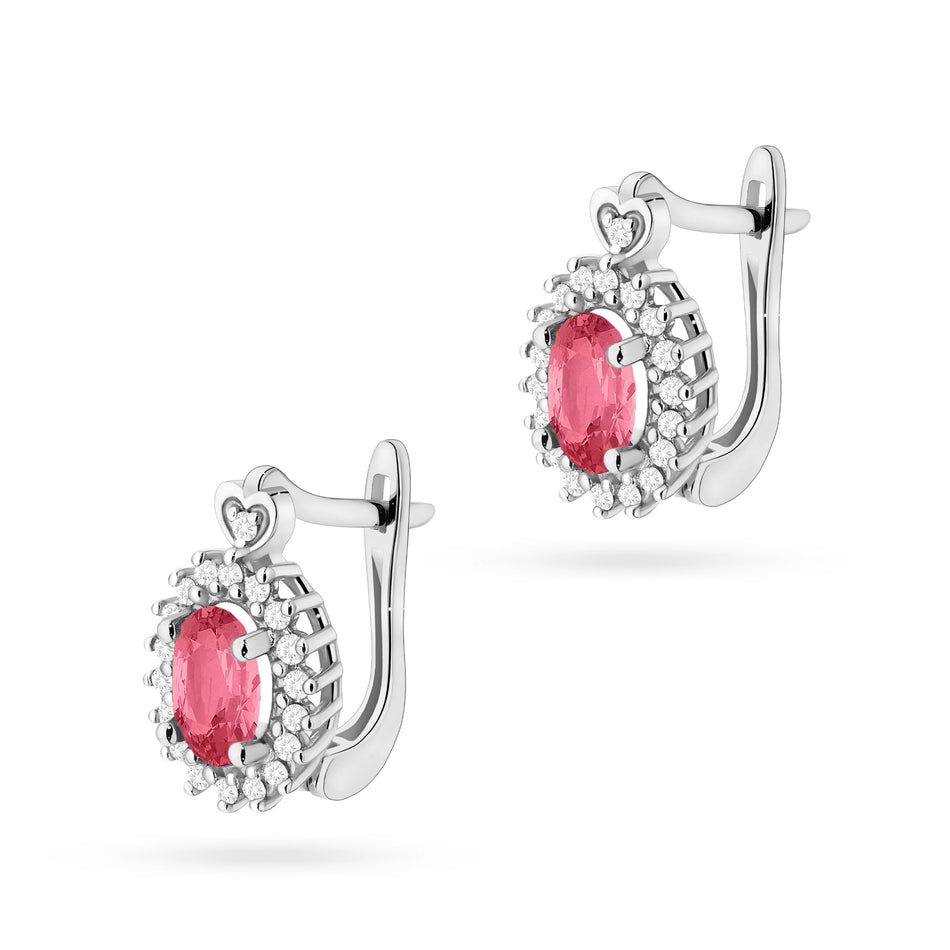 Gold Earrings with 0.50ct Pink topazes and 0.19ct Diamonds