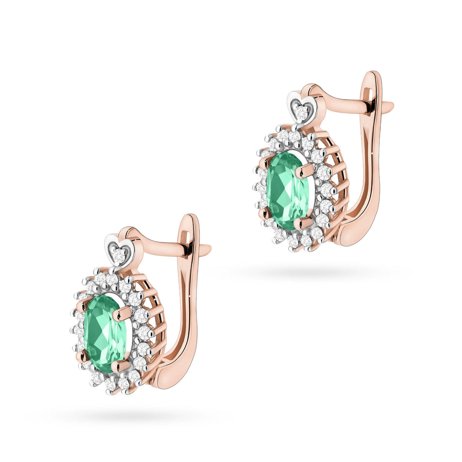 Gold Earrings with 0.40ct Emeralds and 0.19ct Diamonds