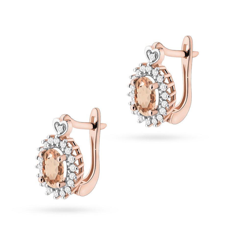 Gold Earrings with 0.40ct Morganites and 0.19ct Diamonds